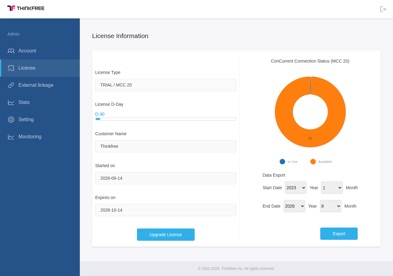 License menu in Office Admin