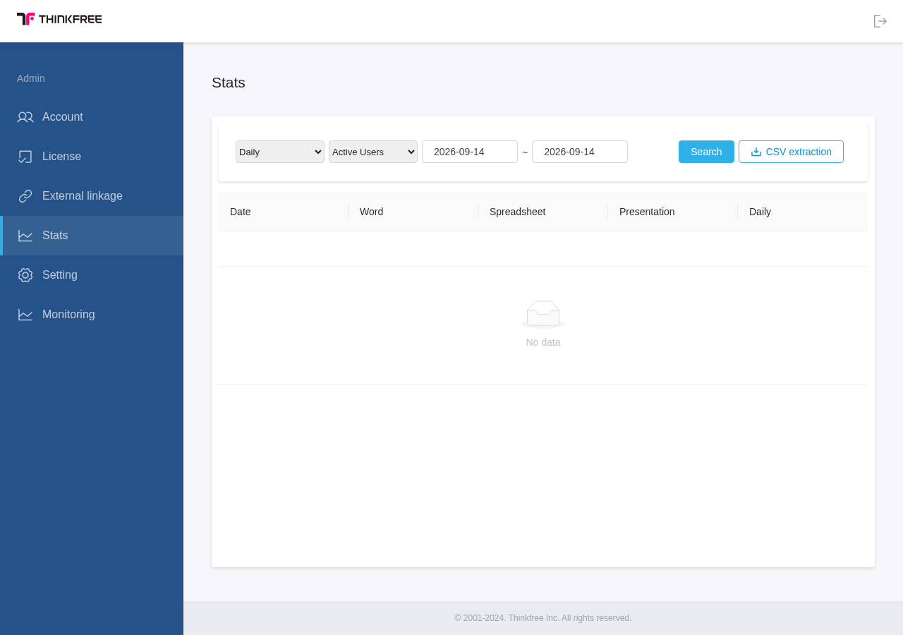 Stats menu in Office Admin